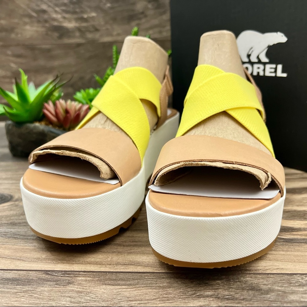 NIB Sorel Cameron Flatform Slingback Wedge Sandal Honest Beige - Picture 3 of 13